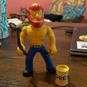 Groundskeeper Willie vintage figure with grease can